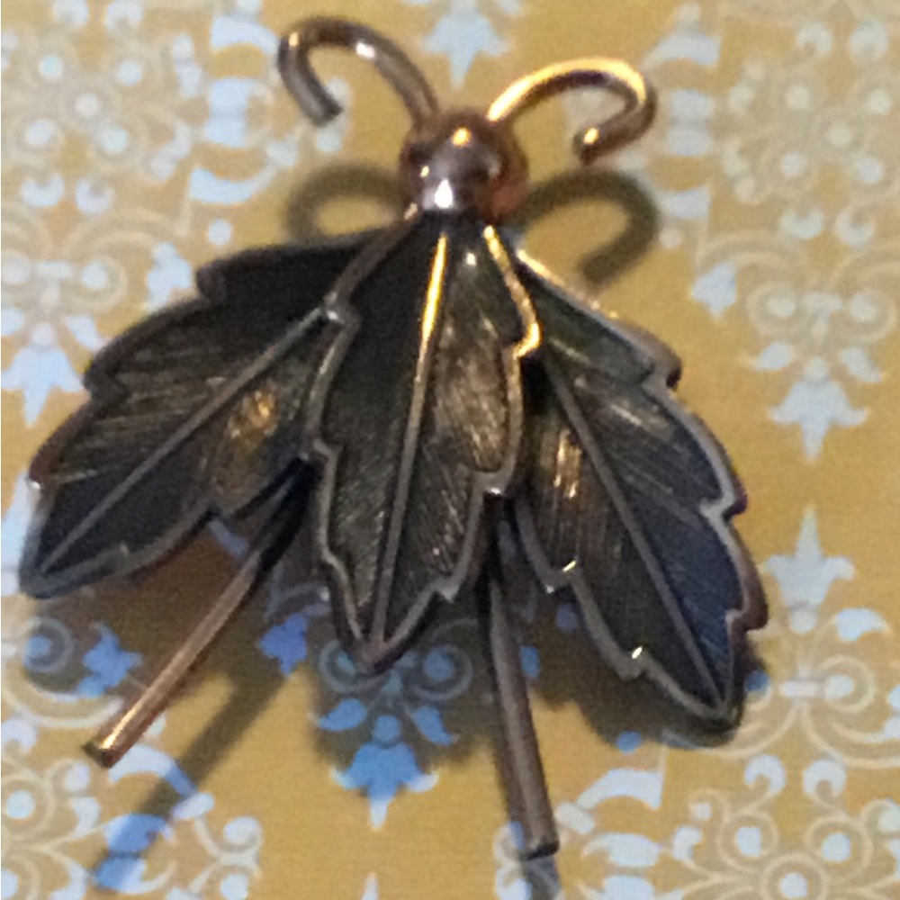 Vintage Solid Copper Textured Bug Pin - image 4